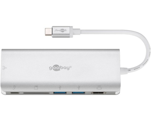 USB-C™ Multiport Adapter (HDMI 4k 30 Hz, USB, CR, RJ45, PD), Aluminium, Silver