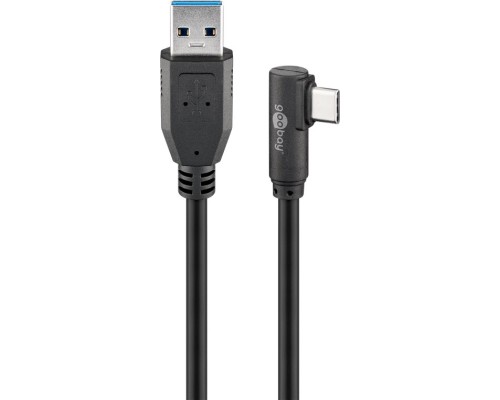 USB 3.0 USB-C™ to USB-A Cable, 90°, 1 m, Black