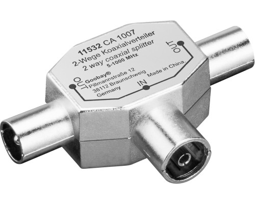 Coaxial T Adapter: Double Coaxial Plug > Coaxial Socket