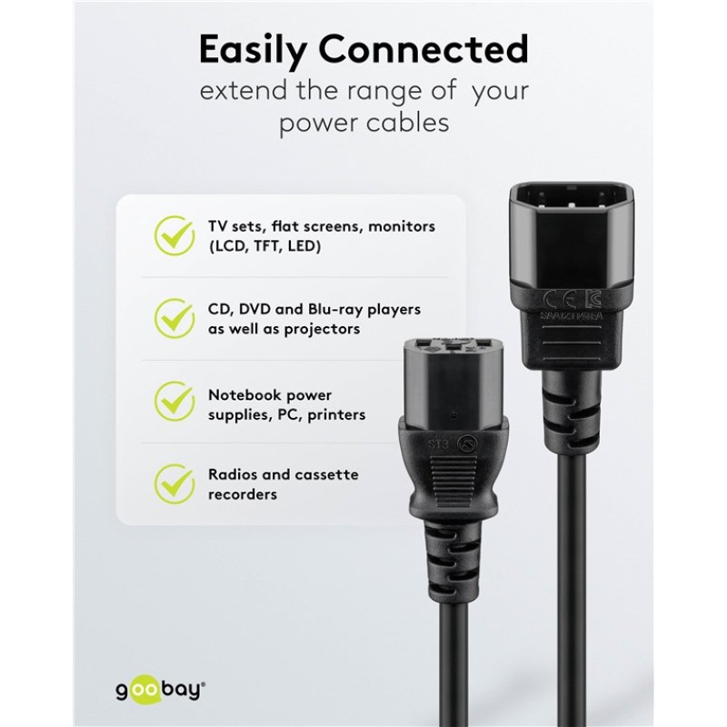 Goobay C13 to C14 Power Cord