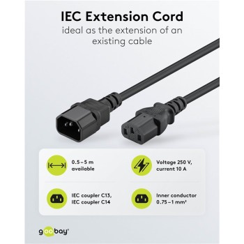 Goobay C13 to C14 Power Cord