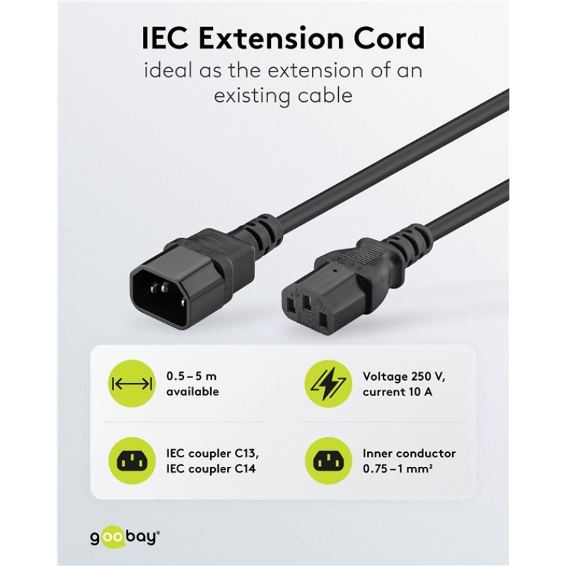 Goobay C13 to C14 Power Cord