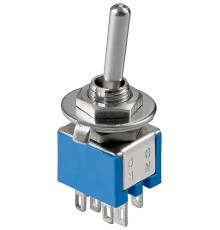 Toggle Switch Miniature, 2x UM, 6 Pins, Blue Housing