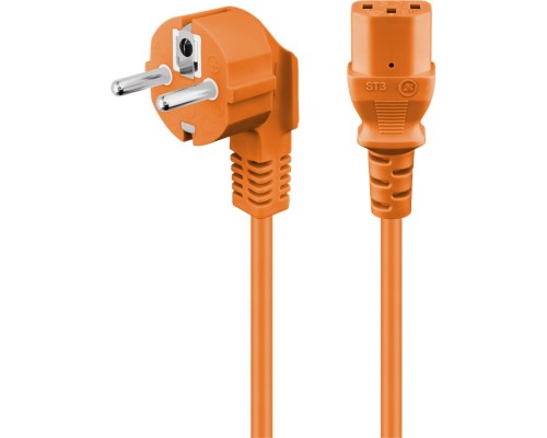 Angled IEC Cord, 3 m, Orange