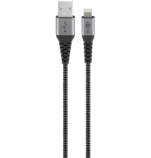 Lightning to USB-A Textile Cable with Metal Plugs (Space Grey/Silver), 0.5 m