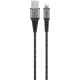 Lightning to USB-A Textile Cable with Metal Plugs (Space Grey/Silver), 1 m