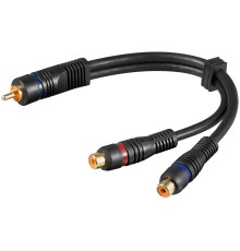 Audio Y Adapter Cable, Stereo RCA Male to 1x Stereo RCA Female, OFC, Double-shielded