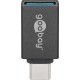 USB-C™/USB A OTG Super Speed ​​Adapter for Connecting 3.0 Charging Cables, Gray