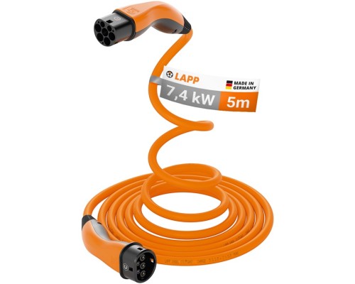 Type 2 HELIX Convenience Charging Cable, up to 7.4 kW, 5 m, orange
