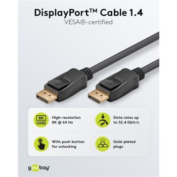 Goobay DisplayPort 1.4 Certified Cable 2m
