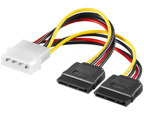 PC Y Power Cable/Adapter, 5.25 Inch Male to 2x SATA