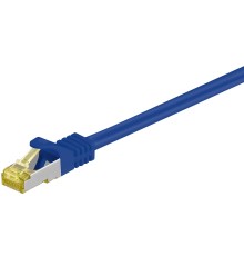 RJ45 Patch Cord CAT 6A S/FTP (PiMF), 500 MHz, with CAT 7 Raw Cable, blue