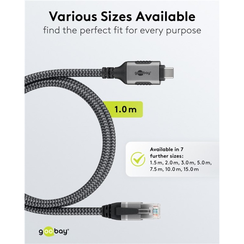 Goobay USB-C 3.1 to RJ45 Ethernet Cable 1m
