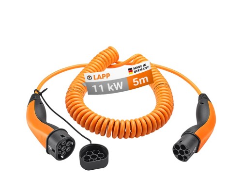 Type 2 Spiral Charging Cable, up to 11 kW, 5 m, orange