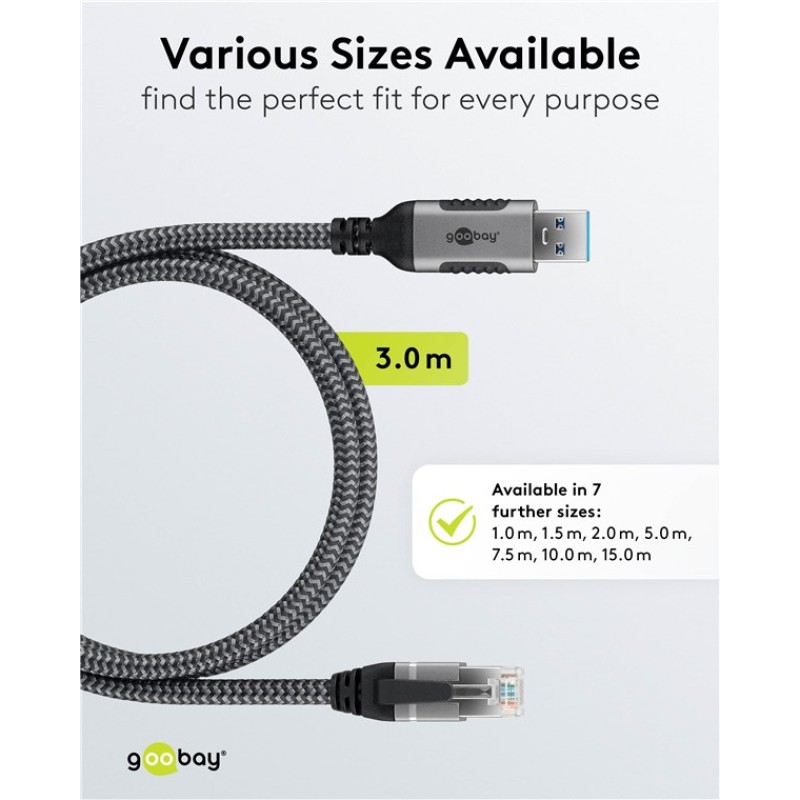 Goobay USB-C 3.0 to RJ45 Ethernet Cable 3m