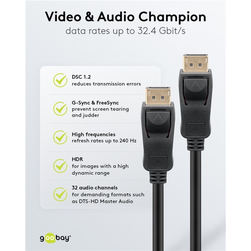 Goobay DisplayPort 1.4 Certified Cable 2m