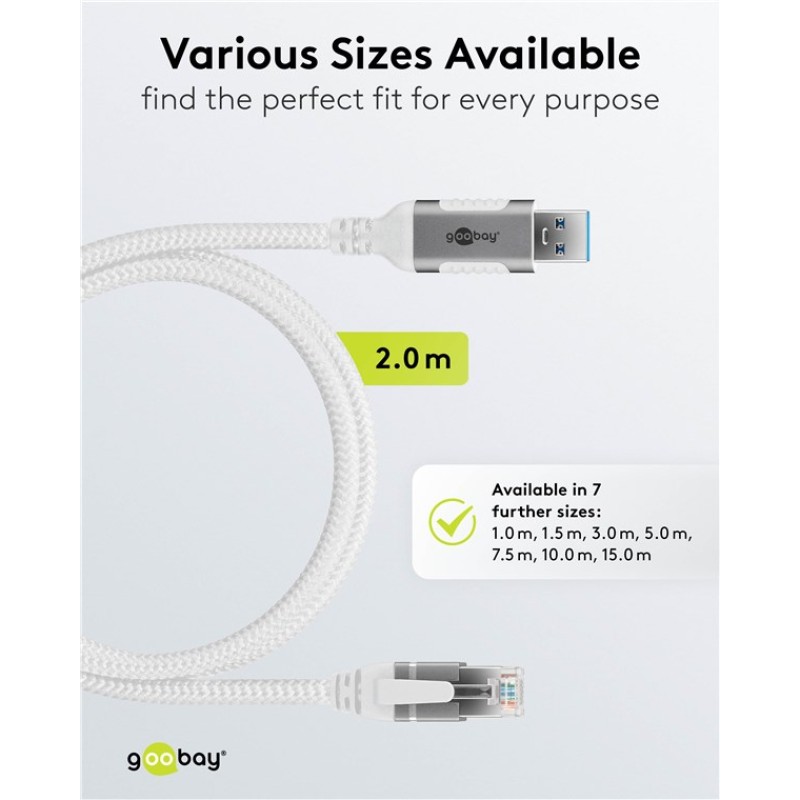 Goobay USB-A 3.0 to RJ45 Ethernet Cable 2m