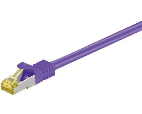 RJ45 Patch Cord CAT 6A S/FTP (PiMF), 500 MHz, with CAT 7 Raw Cable, violet