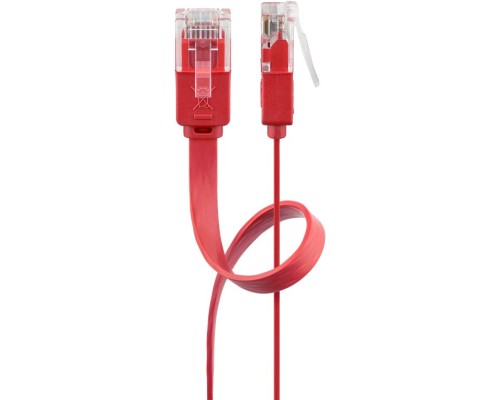 CAT 6 Flat Patch Cable, U/UTP, red