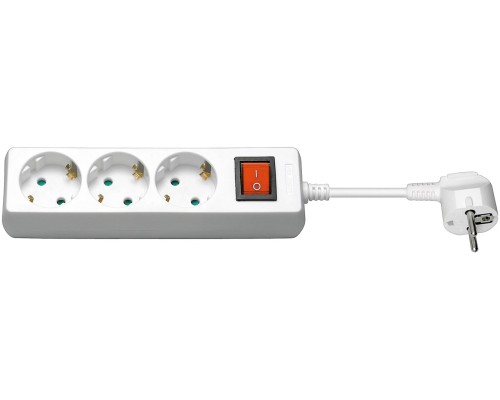 3-Way Power Strip with Switch, 3 m, white