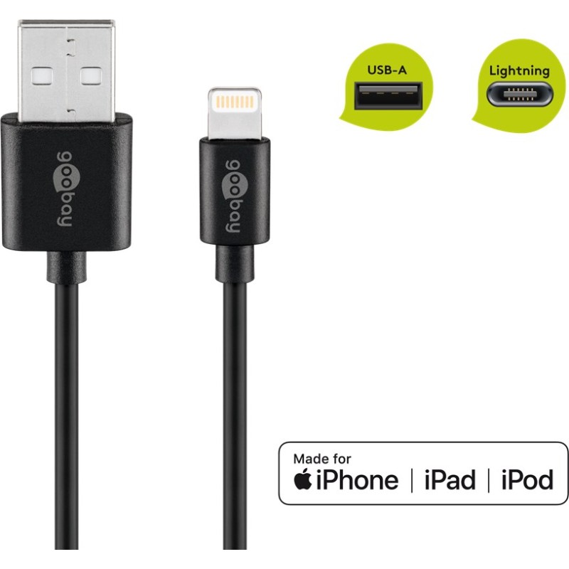 Goobay 0.5m USB-A to Lightning Cable Black