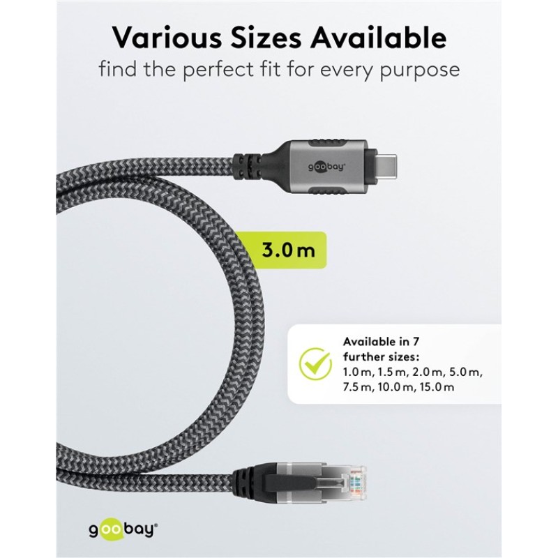 Goobay USB-C 3.1 to RJ45 Ethernet Cable 3m