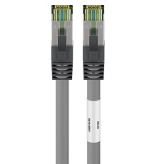 RJ45 (CAT 6A, 500 MHz) Patch Cable with CAT 8.1 S/FTP Raw Cable, grey