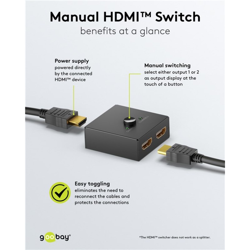 Goobay 2 to 1 HDMI Switch 4K 60Hz Black