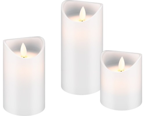 Set of 3 LED Real Wax Candles, White