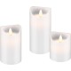 Set of 3 LED Real Wax Candles, White