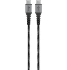 USB-C ™ to USB-C ™ Textile Cable with Metal Plugs (Space Grey/Silver), 0.5 m