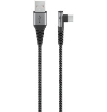 USB-C™ to USB-A Textile Cable with Metal Plugs (Space Grey/Silver), 90°, 0.5 m