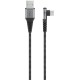 USB-C™ to USB-A Textile Cable with Metal Plugs (Space Grey/Silver), 90°, 1 m