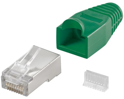 RJ45 Plug, CAT 5e STP Shielded with Strain-relief Boot