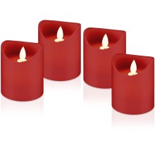 Set of 4 LED Real Wax Candles, Red