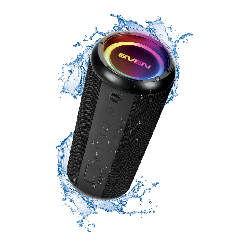 Sven Waterproof portable speaker with backlight Bluetooth USB-flash and microSD card support