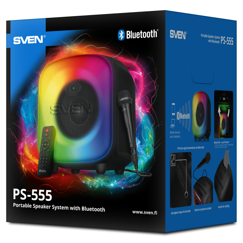 Sven Portable speaker with Bluetooth, karaoke and RGB backlight