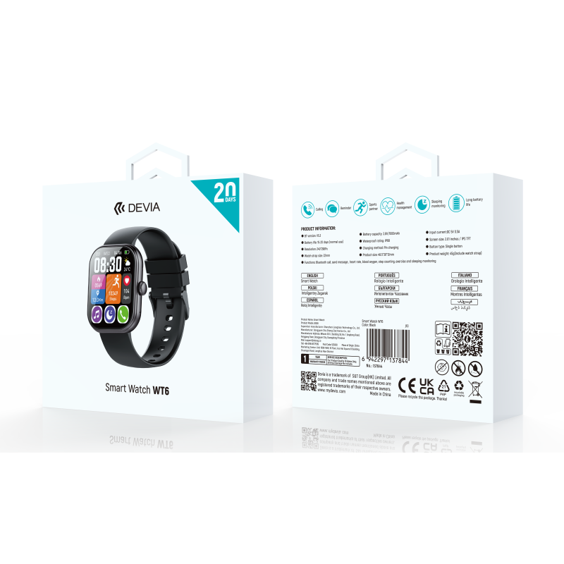 Devia Smart Watch WT5 EM717 Black