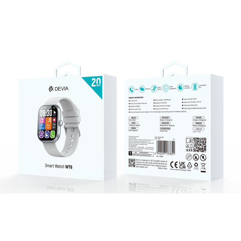 Devia Smart Watch WT5 EM717 Silver