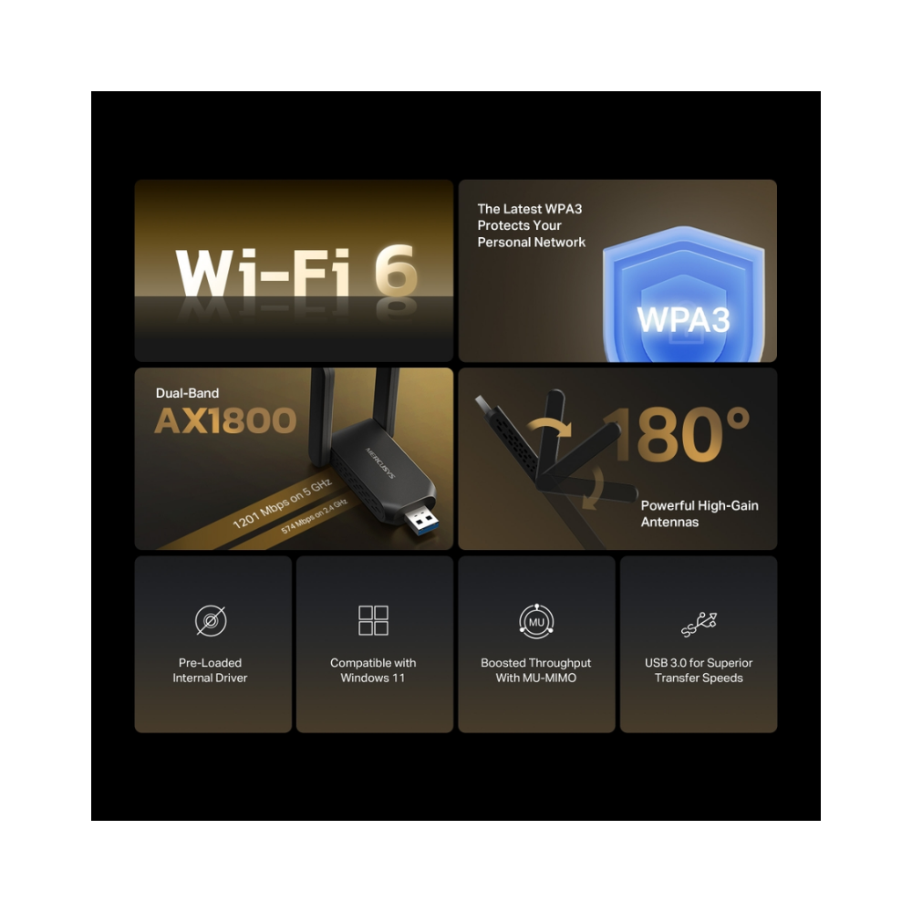 Mercusys MA72XH AX1800 High-Gain USB Adapter