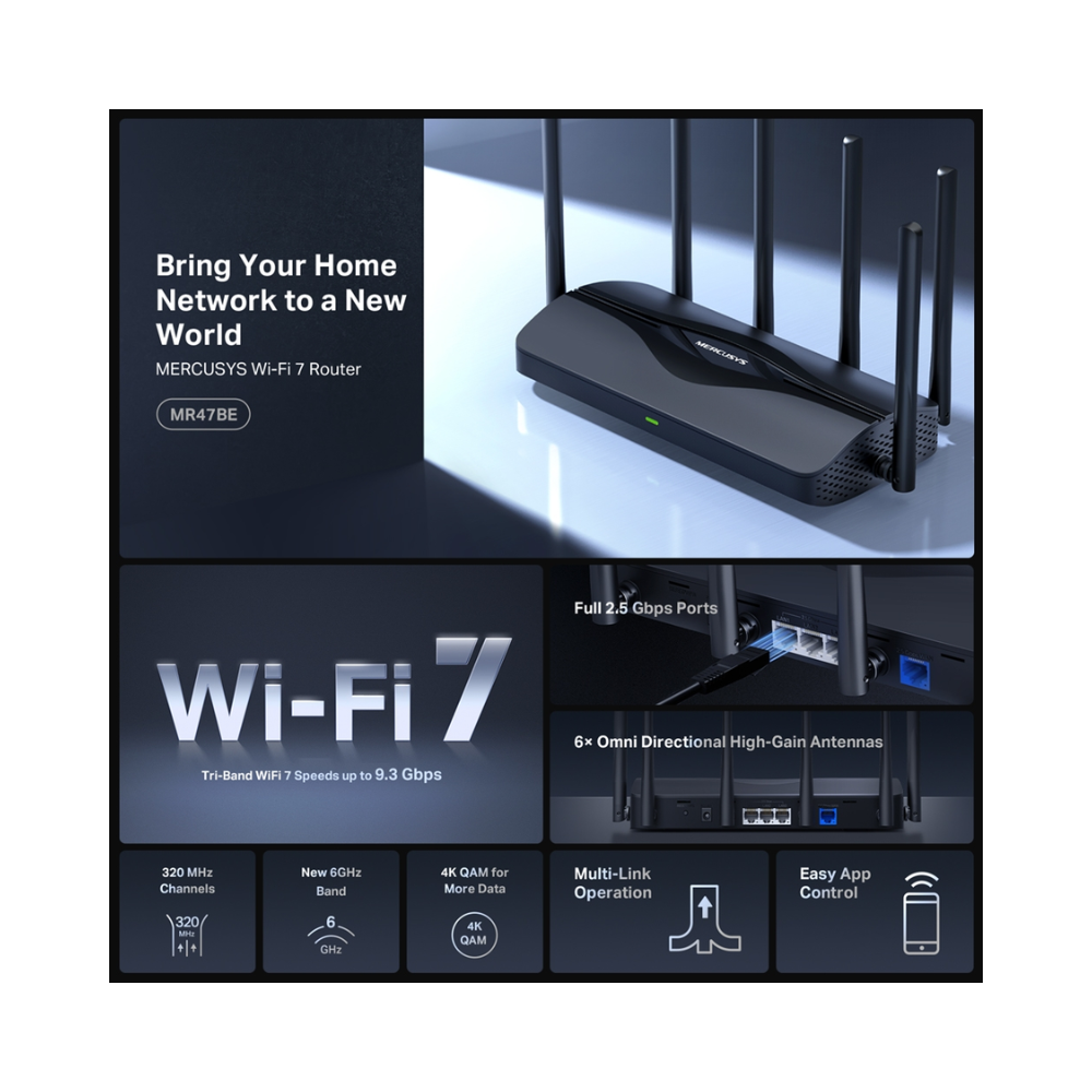 Mercusys MR47BE BE9300 Tri-Band Wi-Fi 7 Router