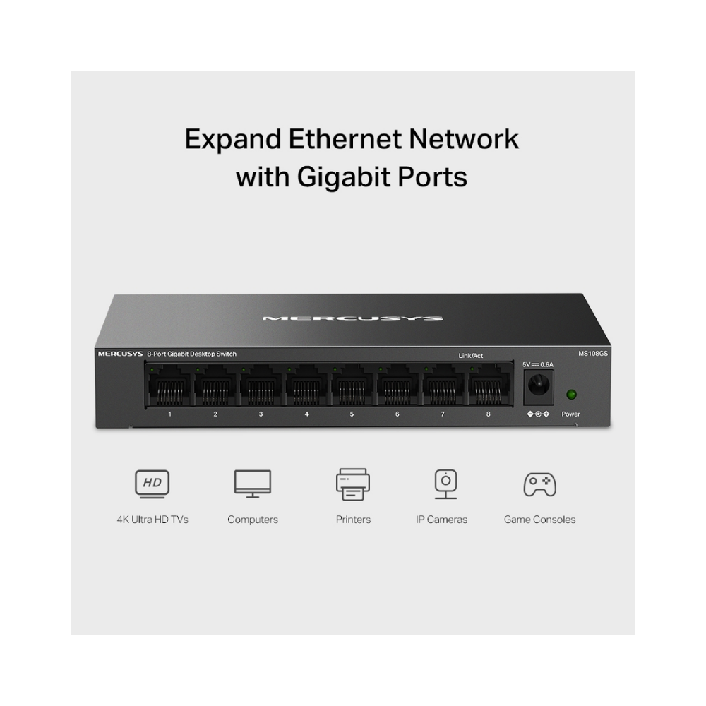 Mercusys MS108GS 8-Port Gigabit Desktop Switch Steel Case