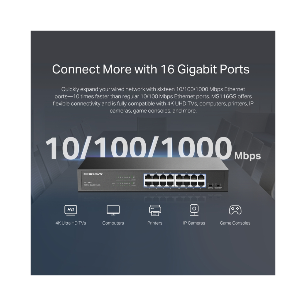 Mercusys MS116GS 16-Port Gigabit Steel Case Switch