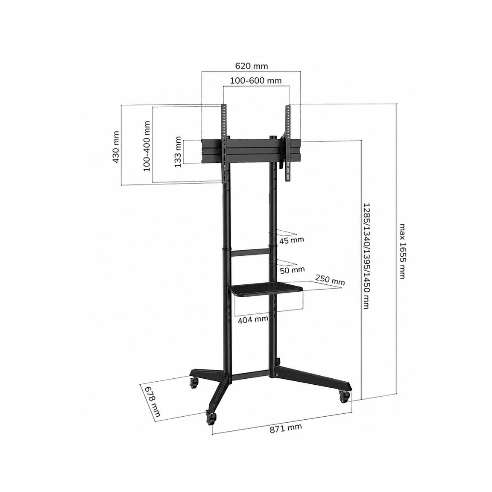 Superior 37-70" Pro TV Floor Stand with Wheels