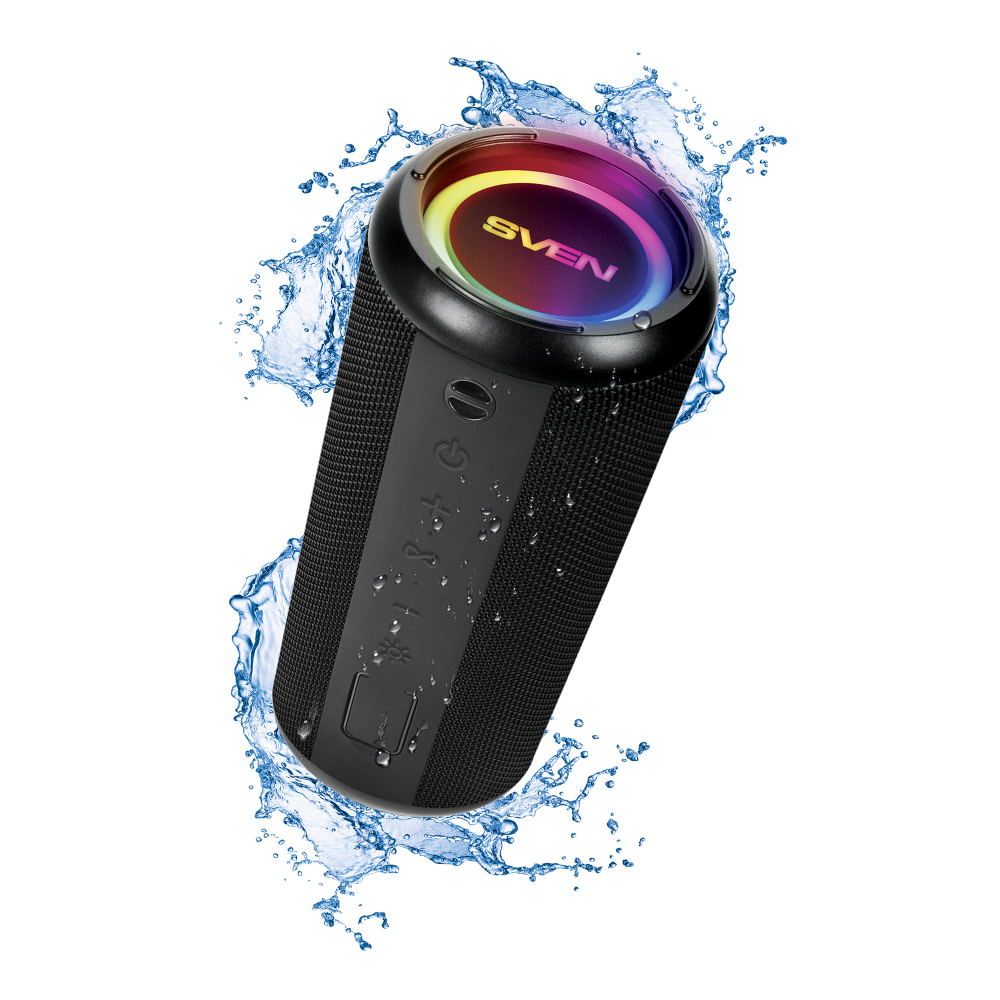Sven Waterproof portable speaker with backlight Bluetooth USB-flash and microSD card support