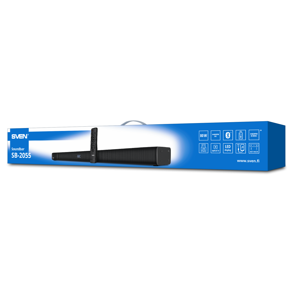 Sven Soundbar for TV Output power 80 W Digital HDMI (ARC) Bluetooth LED display
