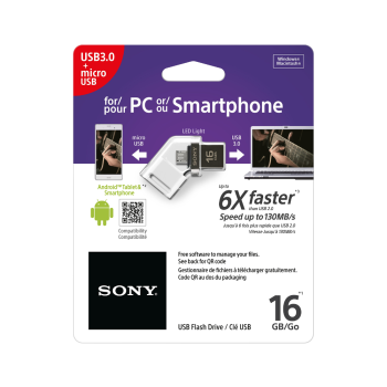 Sony 16GB USB 3.0 & Micro USB Flash Drive White
