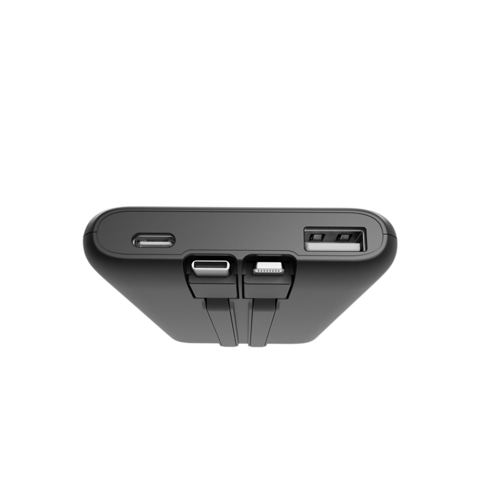 Gembird 20 W Fast charging power bank with integrated cables, 10000 mAh, black
