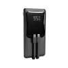 Gembird 20 W Fast charging power bank with integrated cables, 10000 mAh, black