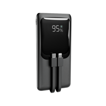 Gembird 20 W Fast charging power bank with integrated cables, 10000 mAh, black